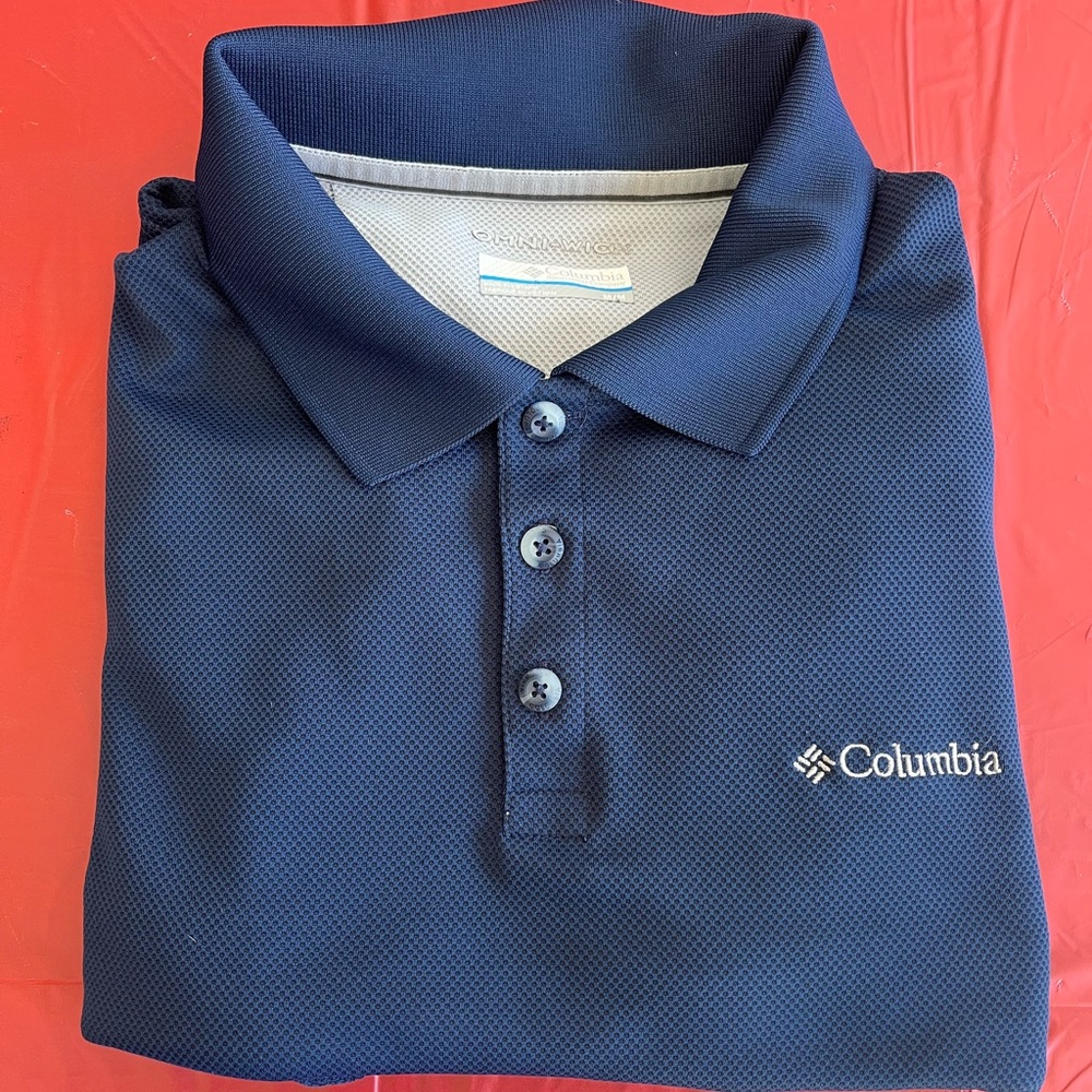 Columbia Omni-Wick Polo Shirt Mens Medium Blue Gray Performance Golf men’s